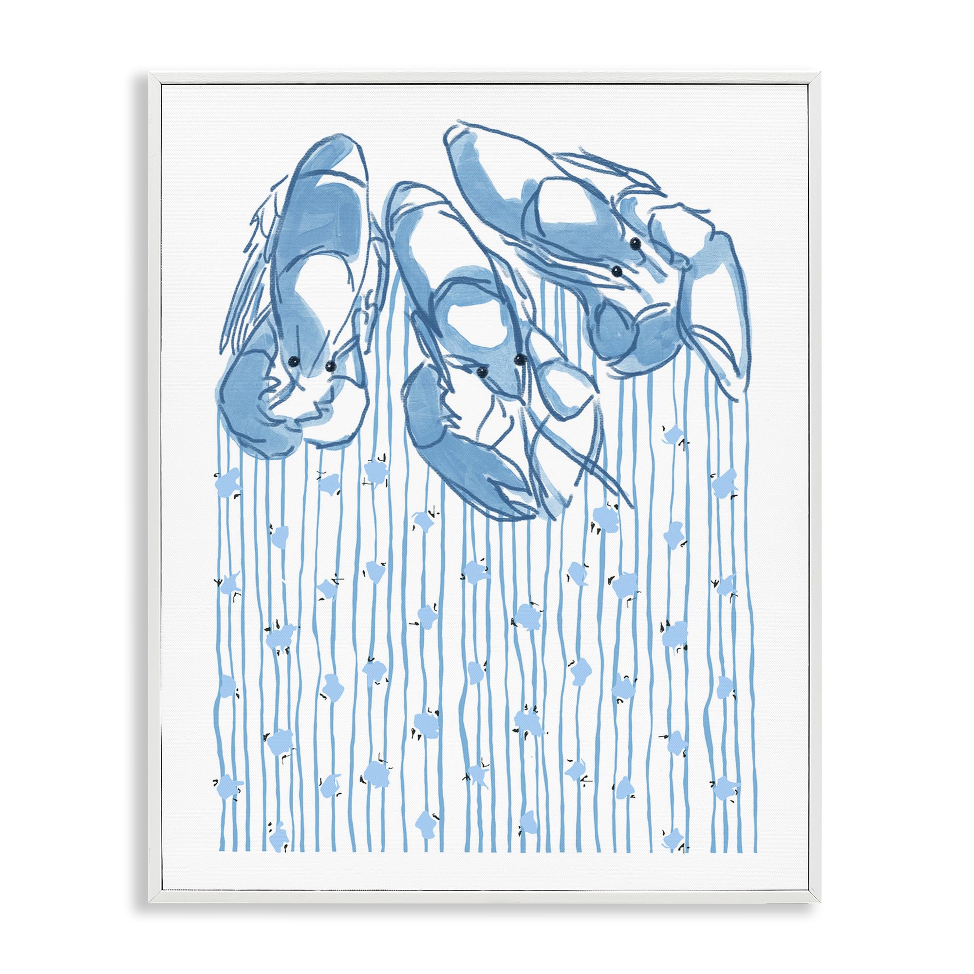 Stupell Industries Coastal White (Textured) 'Lobster Trio With Strings'| Framed Giclee Art