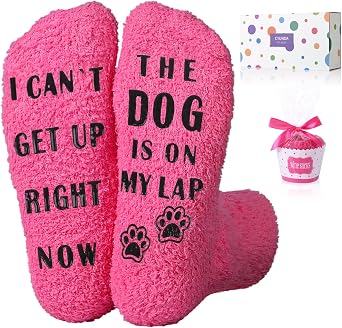 Funny Gifts for Mom, Dog Mom Gifts for Women, Fuzzy Socks for Dog Lovers, Christmas Cozy Socks, Stocking Stuffers