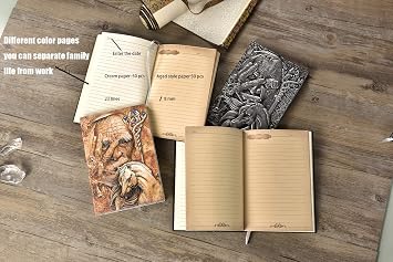 YHH Vintage notebook journal a5 Lined, Hardback Leather Notebook Embossed Handmade Travel Diary, 200 Ruled Pages Xmas Birthday Gift for Women Men Friend Kid Boy Girl, Pharaoh3D Colorful