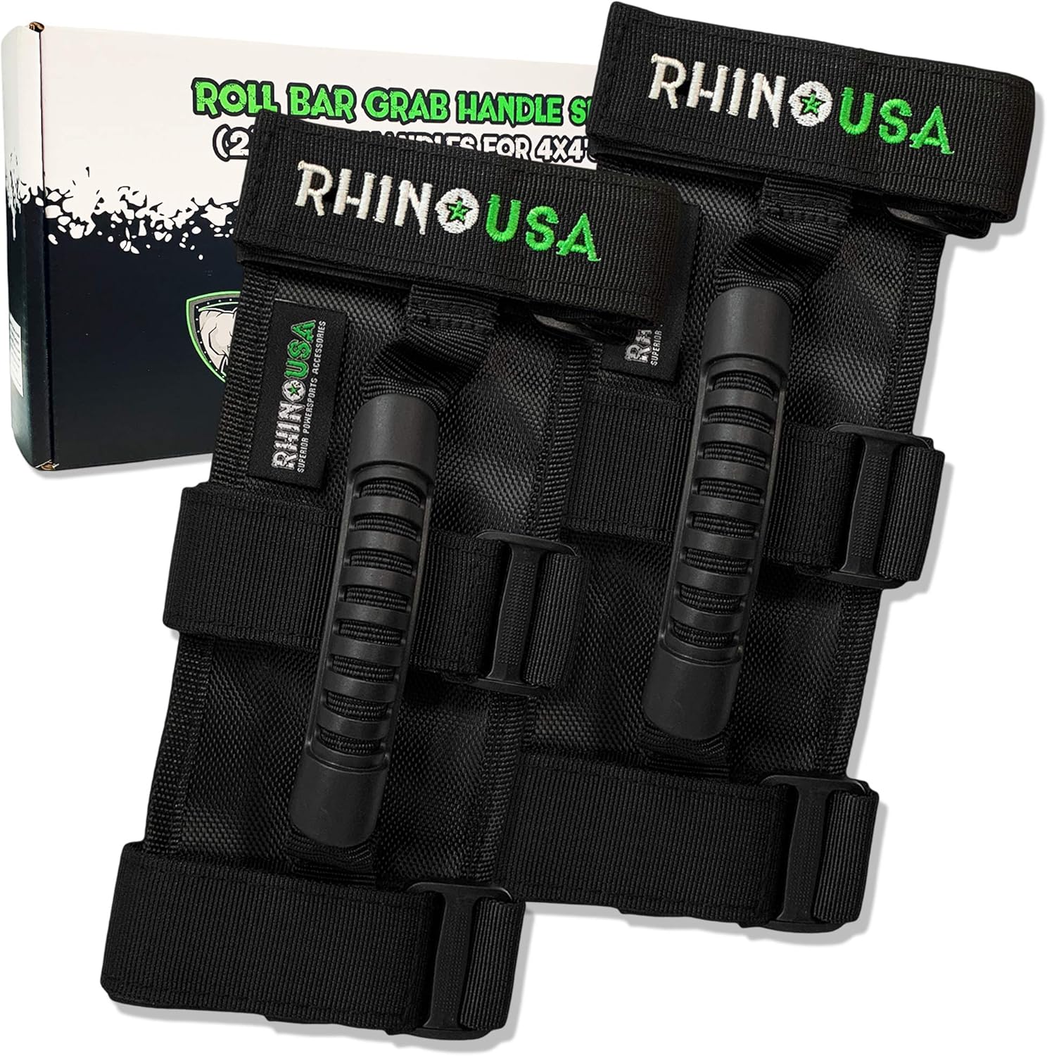 Rhino USA Heavy-Duty Roll Bar Grab Handles for 4×4 and Jeep – Premium Nylon Off-Road Grab Handles for 2”-3” Cages – Self-Fastening, Anti-Slip, Adjustable, and Superior Grip Rhino USA Heavy-Duty Roll Bar Grab Handles for 4×4 and Jeep – Premium Nylon Off-Road Grab Handles for 2”-3” Cages – Self-Fastening, Anti-Slip, Adjustable, and Superior Grip