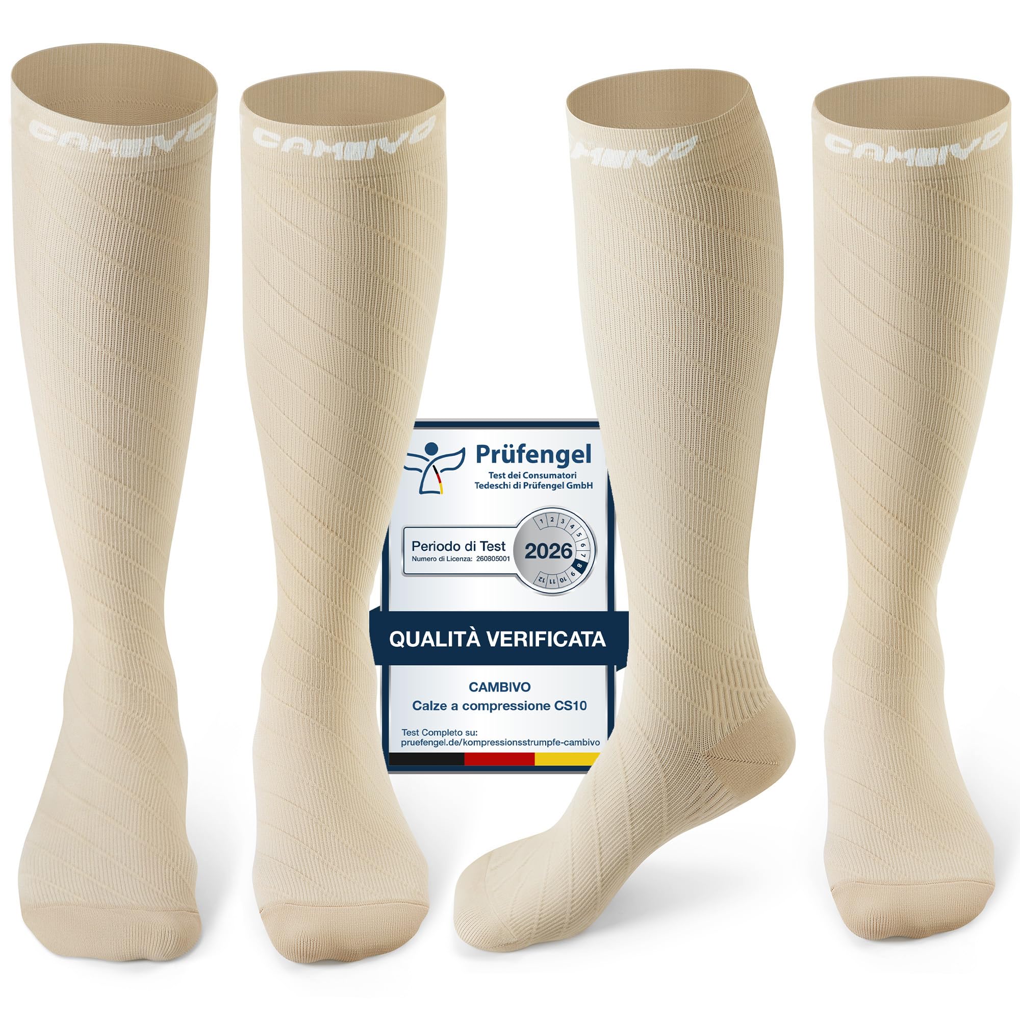 CAMBIVO Calze Compressione Graduata Donna e Uomo 2 Paia, Calze Elastiche a Compressione Graduata per Sport, Running, Trekking, Viaggio in Aereo