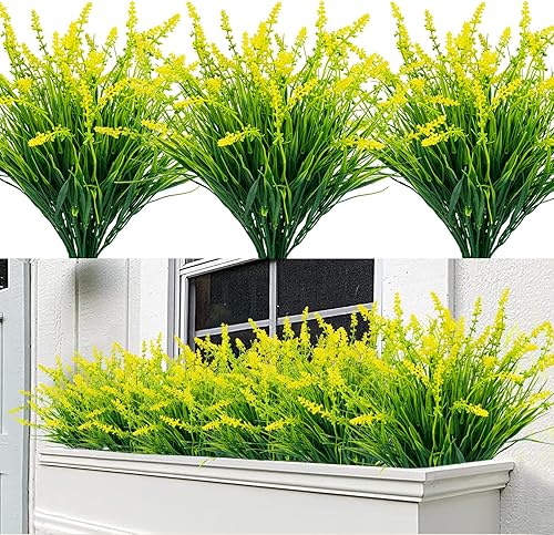 Miniatura 1 de 12 paquetes de plantas artificiales para exteriores, resistentes a los rayos UV, plantas de césped alto falso, arbustos tropicales artificiales para