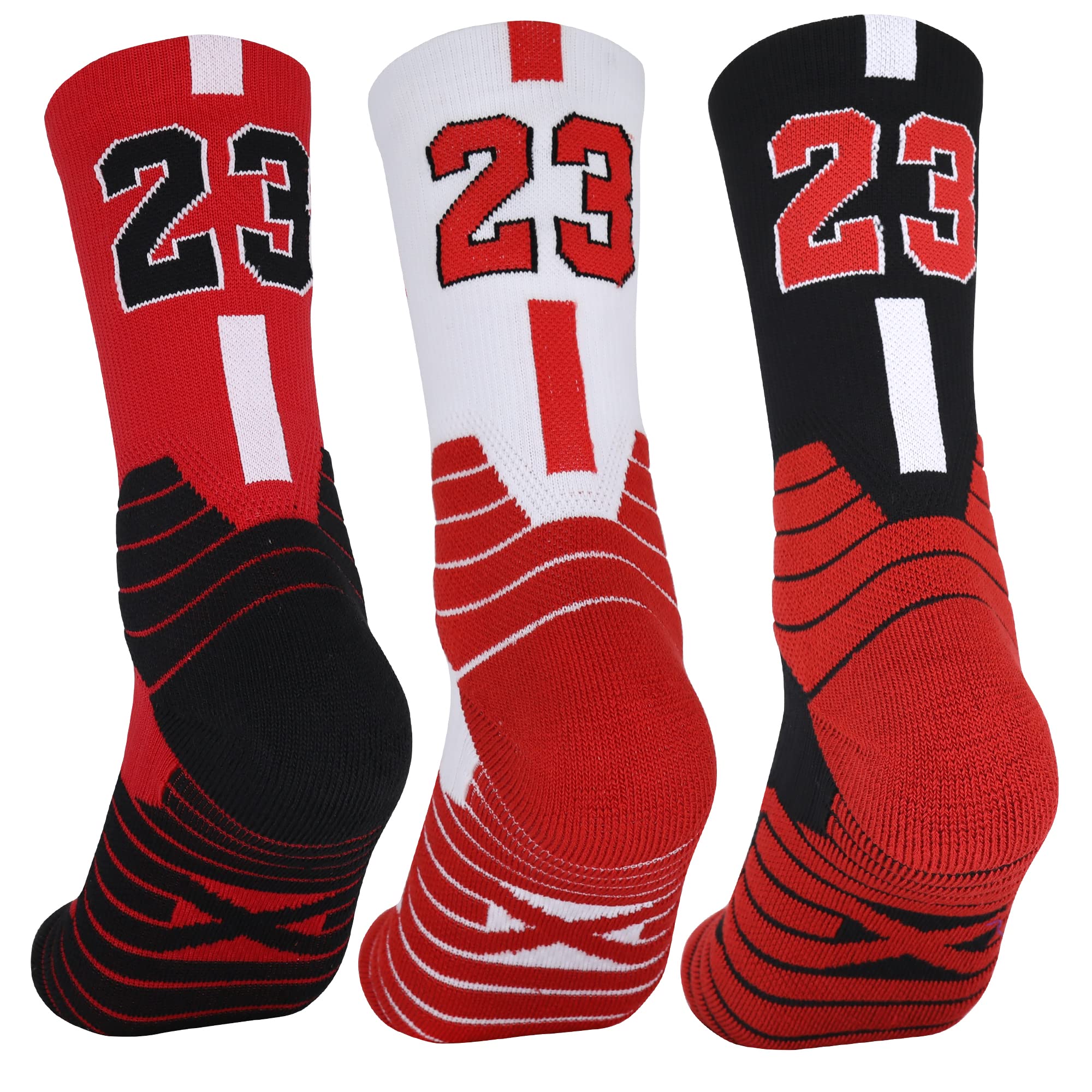3 Pairs Basketball Socks,Athletic Running Socks Compression Cushion Sports Socks Gifts for Men Women