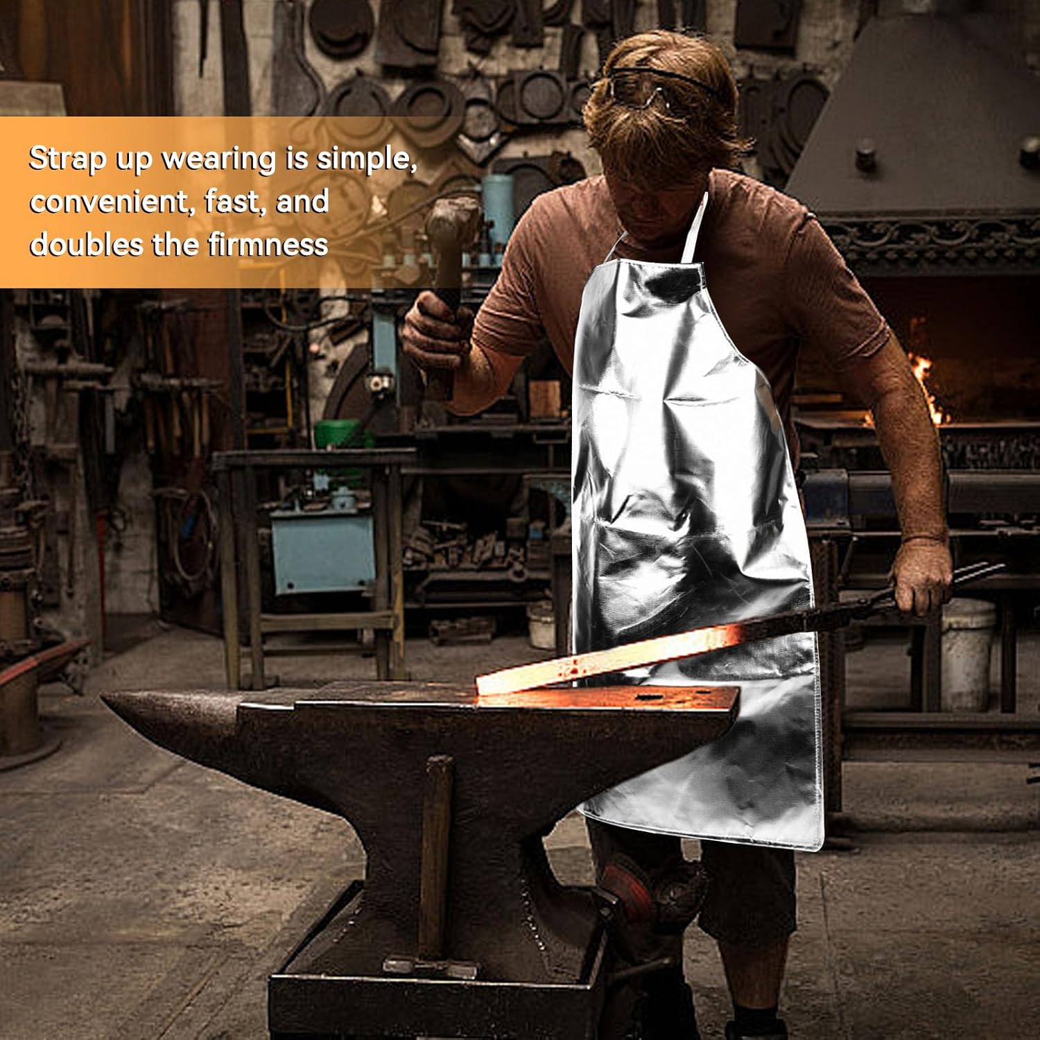 Heat Resistant Apron, 1000°C Aluminum Foil High Temperature Welding Work Apron for Kitchen Cooking BBQ Grilling Welding