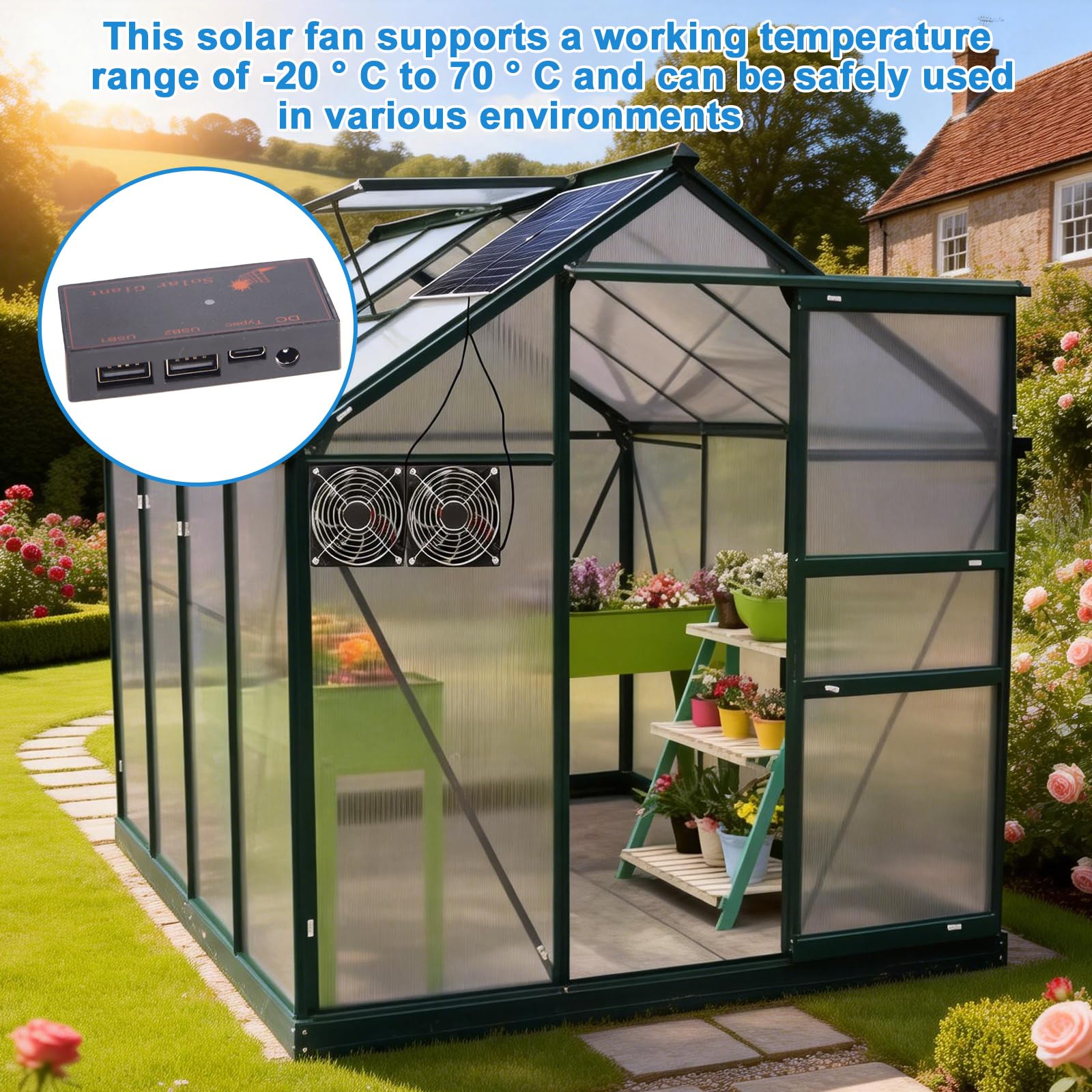 PORFOYO Kit Ventilateur Solaire 12W Double Ventilateur d'Échappement