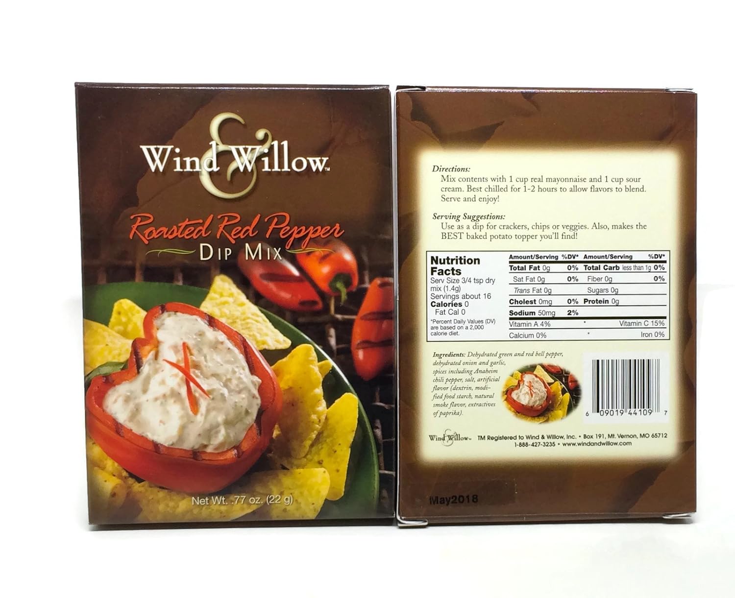 Wind & Willow Dip Mix 4 Flavor Variety Bundle: Cheesy Bacon, Roasted Red Pepper, Asagio and Roasted Garlic, and Fiesta Ranchero (4 Packs Total)