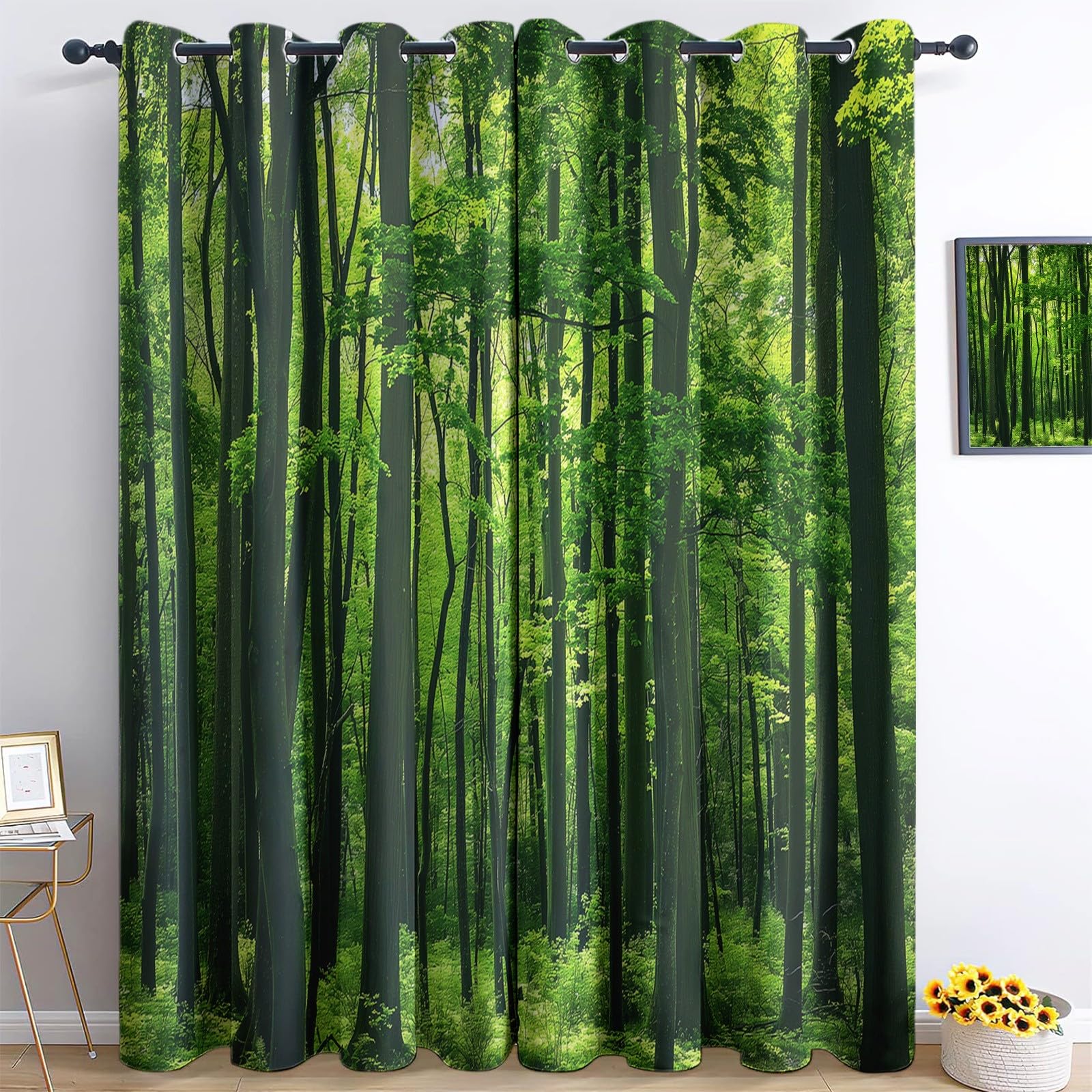 Set di 2 tende oscuranti con foglie di betulla, 116,8 x 137,2 cm, isolamento termico, riduzione del rumore, per estati calde, moderne per soggiorno, camera da letto, casa