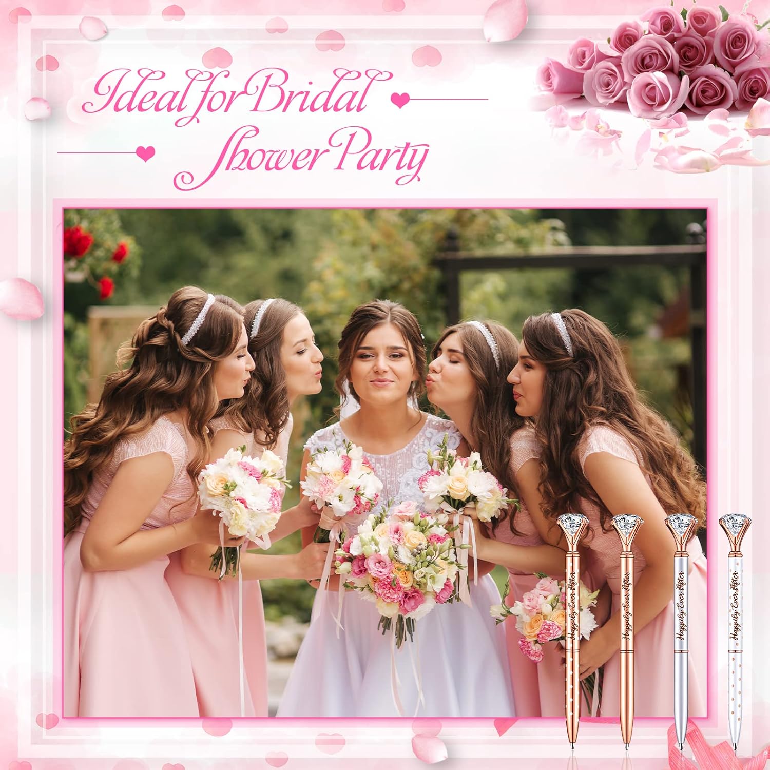 Yexiya 24 Pcs Bridal Shower Gifts for Guests Diamond Pens Rose Golden Crystal Ballpoint Bling Happily Ever After Pens for Wedding Bridal Shower Bridesmaid Women Girls Gift Office Favors - Image 6