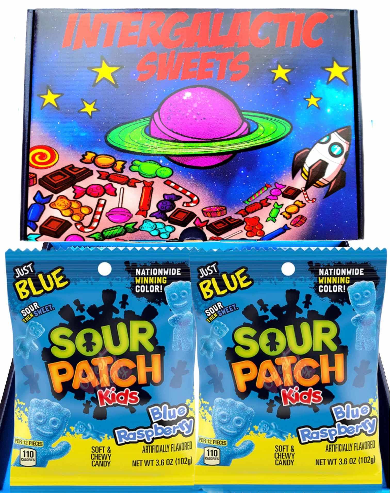 SOUR PATCH American Candy Gift Box | Blue Raspberry x2 | Gift Box 250g | VEGAN HALAL | Birthday Christmas | BY INTERGALACTIC SWEETS