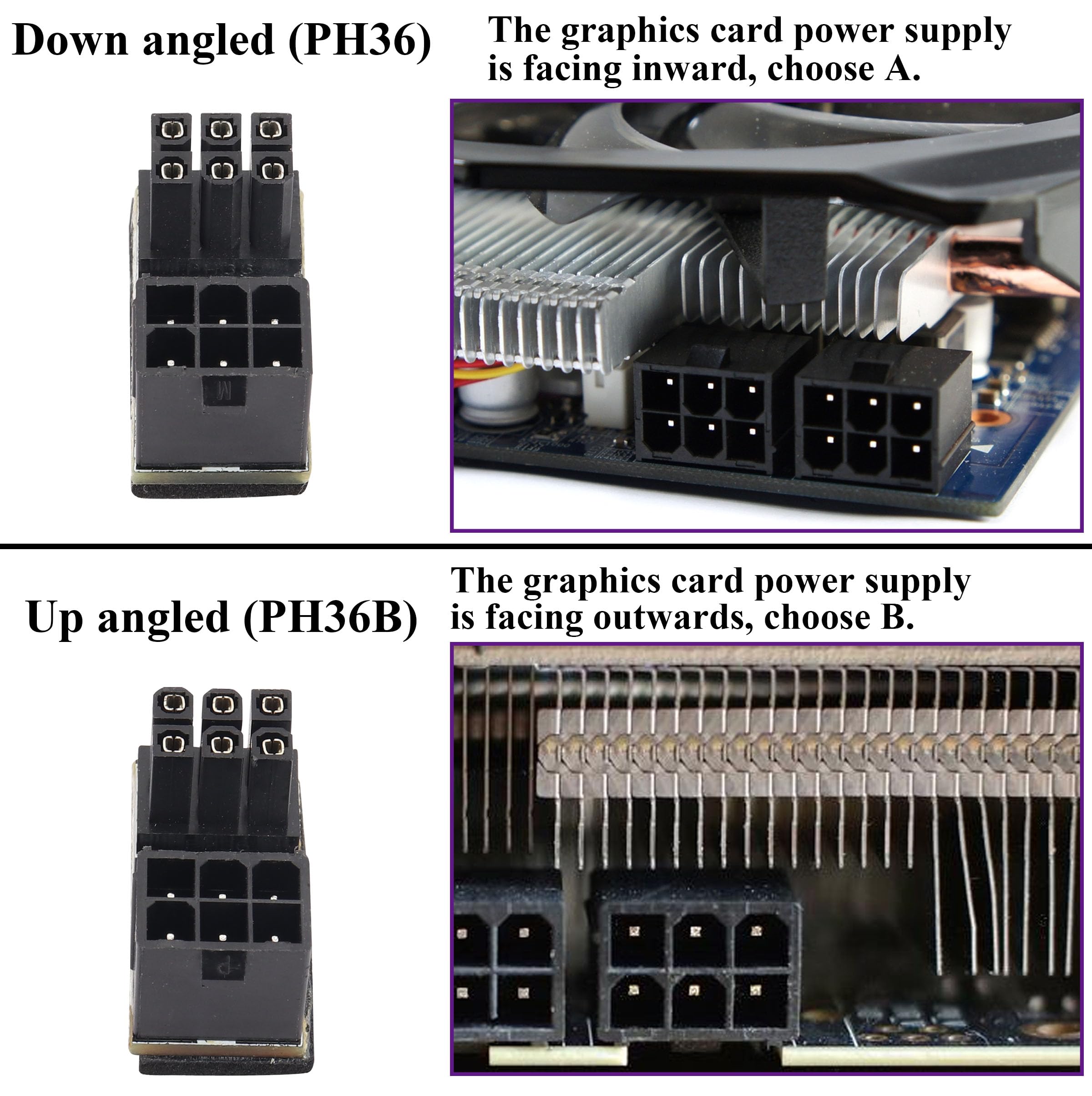 Amazon.com: AAOTOKK (2Pack 180 Degree ATX 6Pin Female to Male