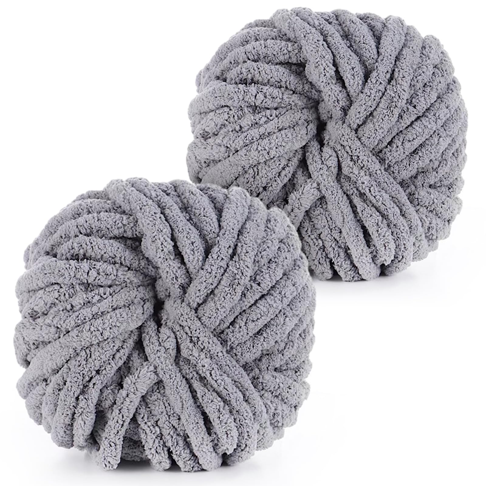 Coopay Dicke Wolle zum Häkeln, 2x240g Sperrige Armstricken Wolle zum Handstricken, Soft Chunky xxl Wolle zum Stricken für Decken, Kissen, Haustier Nest - Grau
