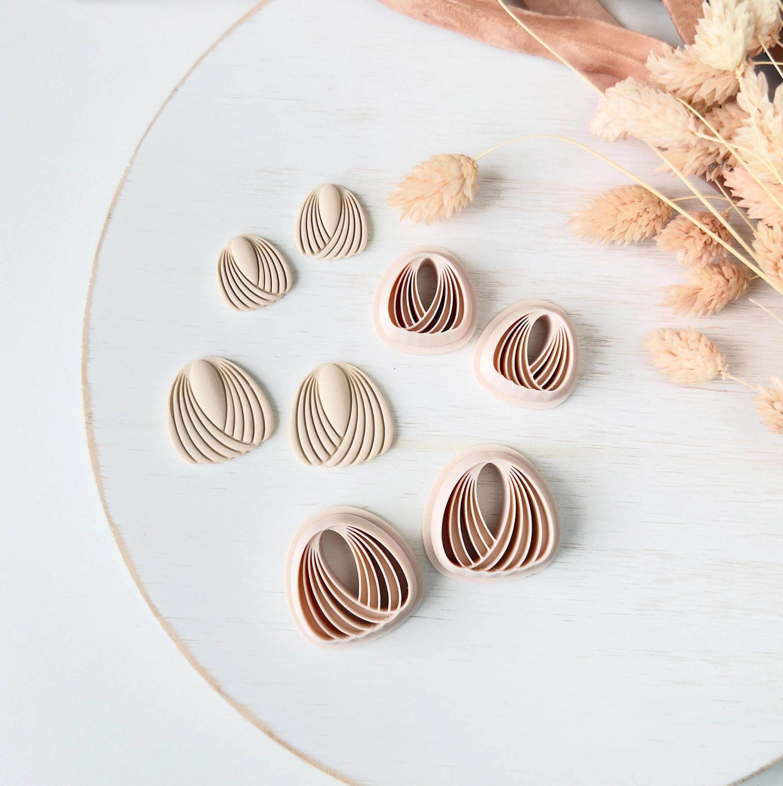 sisters & co polymer clay earring cutter, abstract dangle shape, clay crafting tool, multicolor 2pcs set, size 3.0cm and 2.0cm