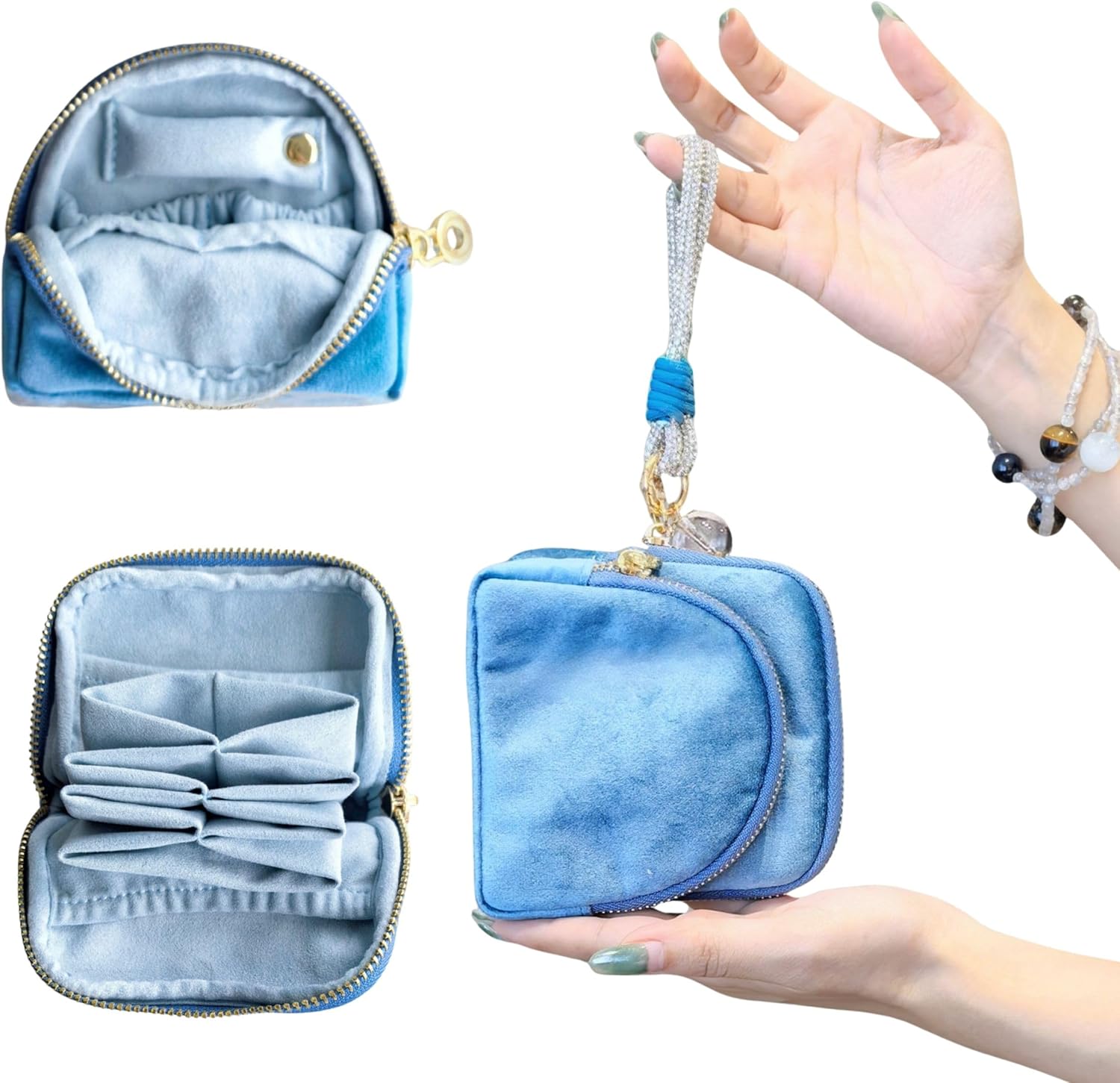 2026 Travel Jewelry Case, Double-Layer Magnetic Suede Jewelry Travel Case, Crystal Bracelet Organizer for Rings, Necklace, Earrings, Portable & Ideal for Travel storage, Unique Mothers Day Gifts