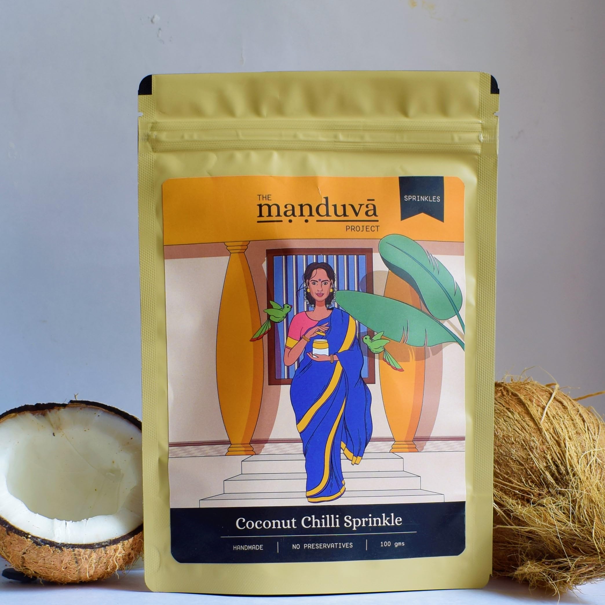 The Manduva Project Coconut Chilli Sprinkle Podi | Idli and Dosa Chutney | Authentic South Indian Flavors | Versatile Masala |Handmade Traditional Andhra Recipe | Handpound Fresh Roasted Coconut with Seasoning | With Dry Red Chilli-200gm (B0C7KMSMT4) Amazon Price History, Amazon Price Tracker