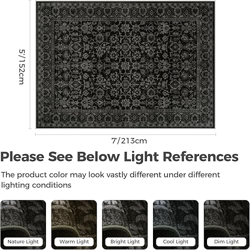 Miniatura 16 de LIVEBOX Alfombra lavable de 2 x 3 pulgadas, tapete pequeño para puerta de interior, tapete bohemio de pelo bajo para cocina, tapete envejecido