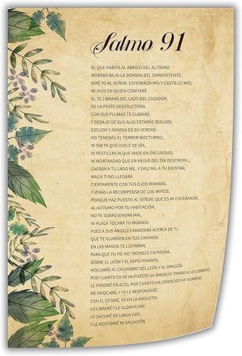 Póster de Salmo 91 en español para Pared, póster con texto en inglés "Biblia Española Verso De La Bi Cuadros para Dormitorios Poesía", póster de