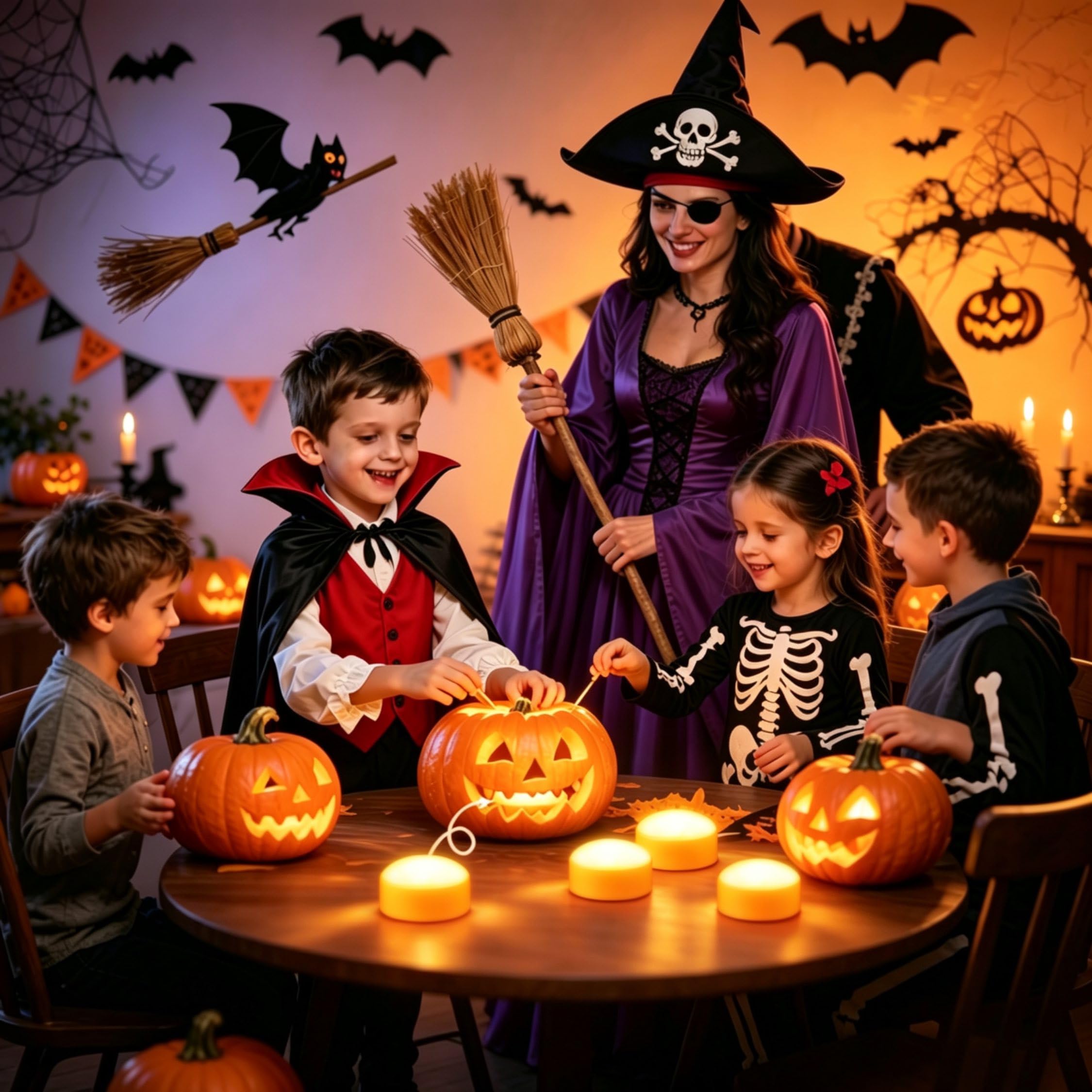 6 Sztuk Świateł LED na Halloween z Pilotem i Timerem, Zasilane Bateryjnie Bezpłomieniowe Migoczące Pomarańczowe Latarnie Dyniowe, Elektryczne Świece na Halloween do Dekoracji Zewnętrznych Dyni