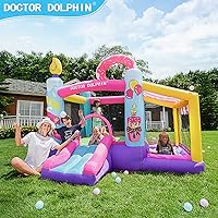 Vista 9 de Doctor Dolphin Castillo inflable de salto con túneles para niños pequeños de 3 a 8 años