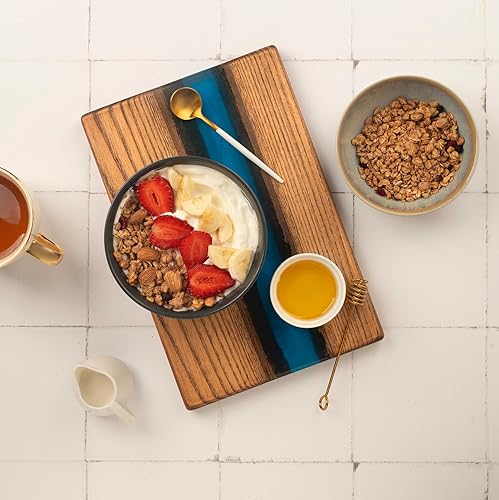 Miniatura 9 de Bandeja de madera para servirtabla de queso con resina epoxi. Bandeja de madera para almacenamiento de cocina, tablero de embutidos, organización de