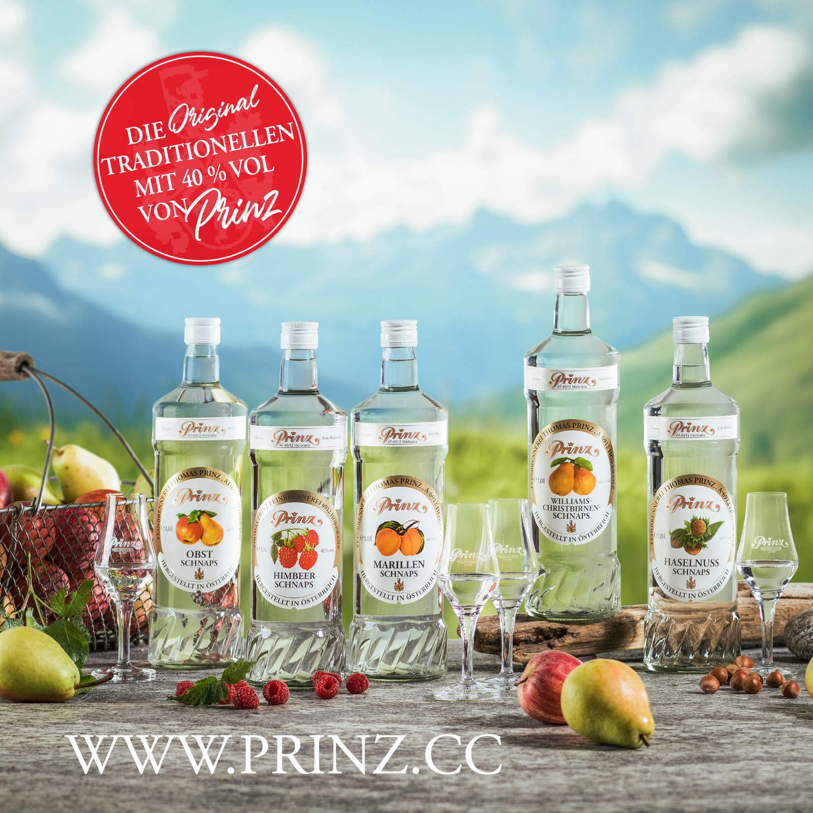 Prinz - Williams-Birnen Schnaps | Hochwertiger Schnaps mit gelben, saftigen Williams-Christbirnen | Geschmacksintensiv mit kräftigem Sortencharakter, 40% vol, 0.7 l