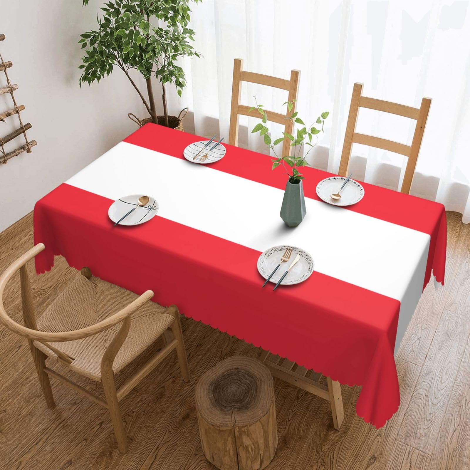HLSBSSL Austrian flag Patterned square lace tablecloth, wrinkle-resistant and durable, suitable for dining tables, parties, etc.