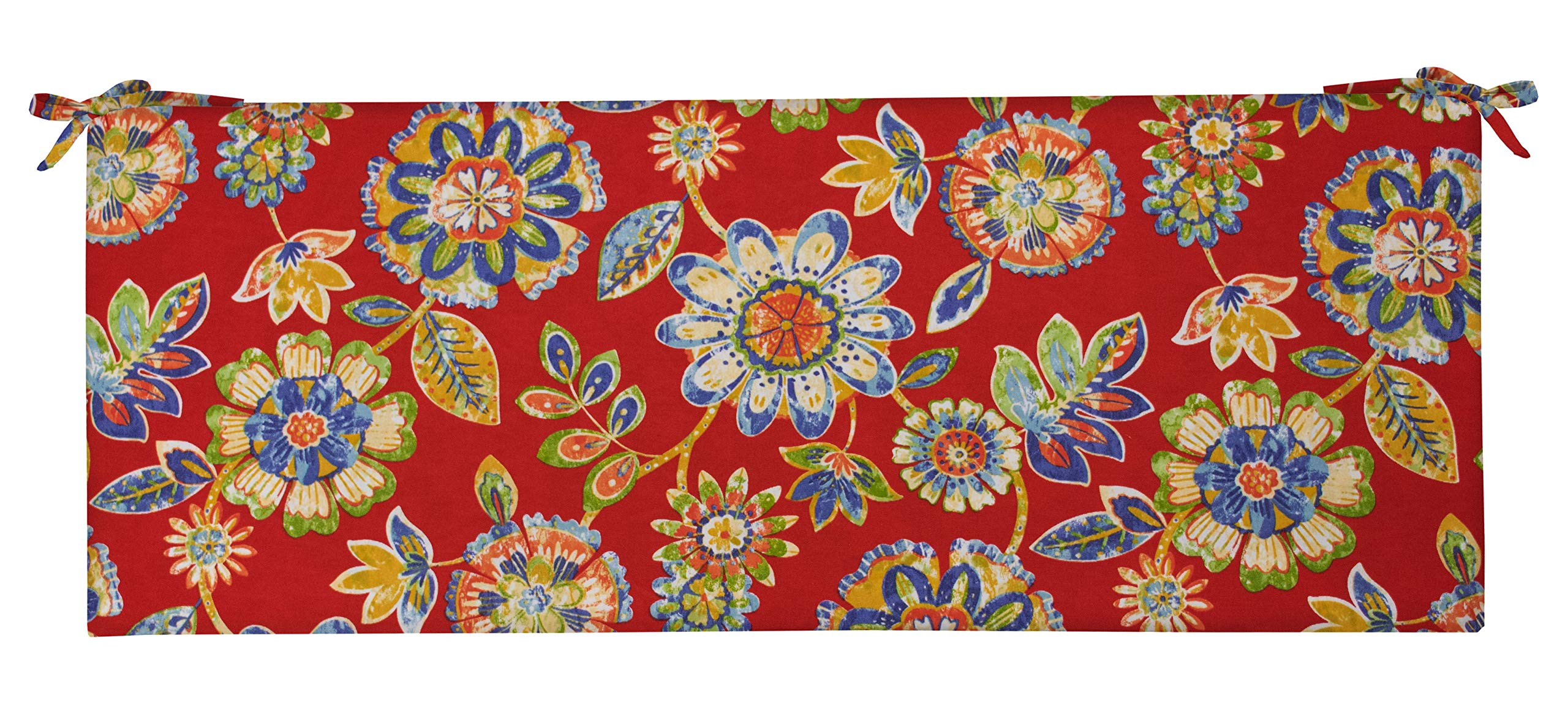RSH DECOR Indoor Outdoor 3" Foam Bench Cushion with Ties, (36" x 14" x 3") Choose Color & Size (Daelyn Cherry)