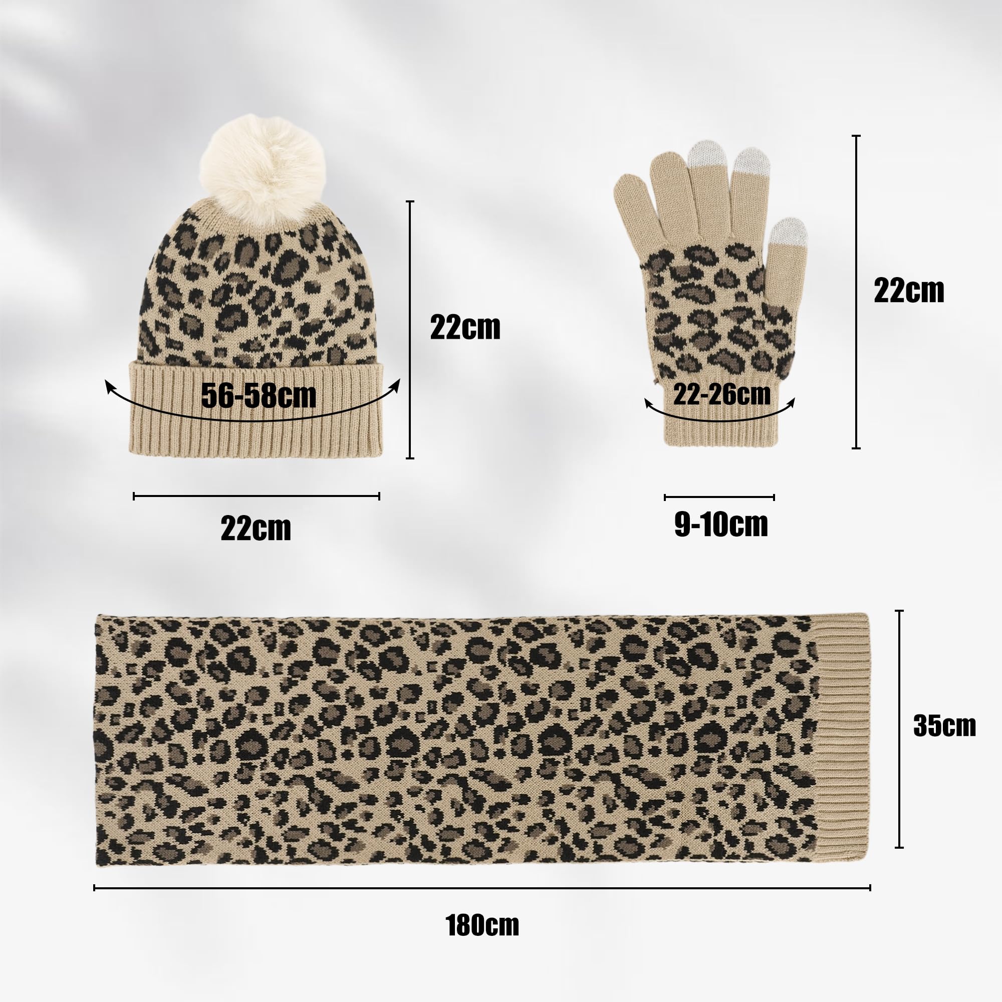Conjunto Bufanda y Gorro y Guantes Mujer 3 en 1 Térmico Invierno