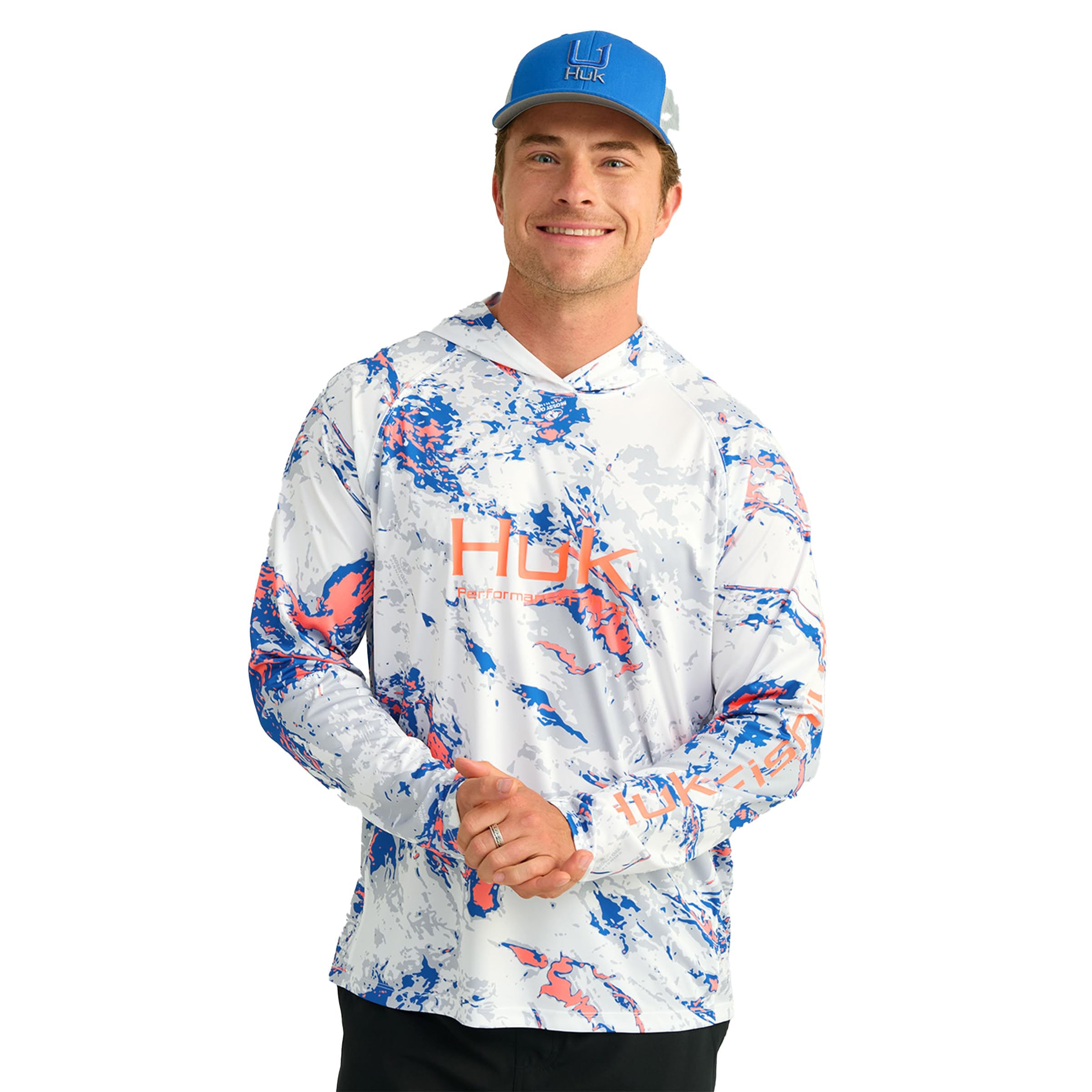 HUK Men's Pursuit Pattern Crew Sleeve, Performance Shirt