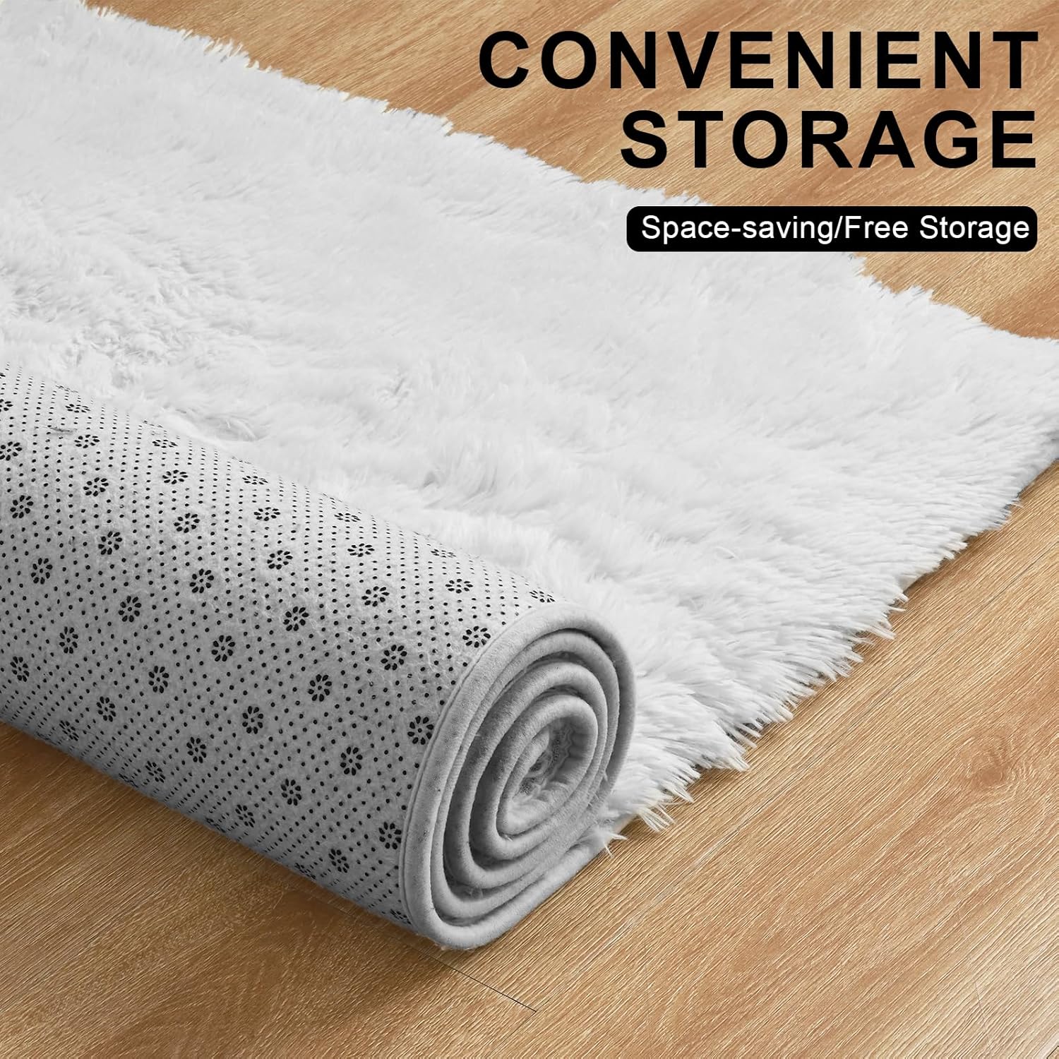 Size Large Soft Modern Indoor Large Shaggy Rug for Livingroom Bedroom Dorm Kids Room Home Decorative, Non-Slip Plush Fluffy Furry Fur Area Rugs Comfy Nursery Accent Floor Carpet Ivory