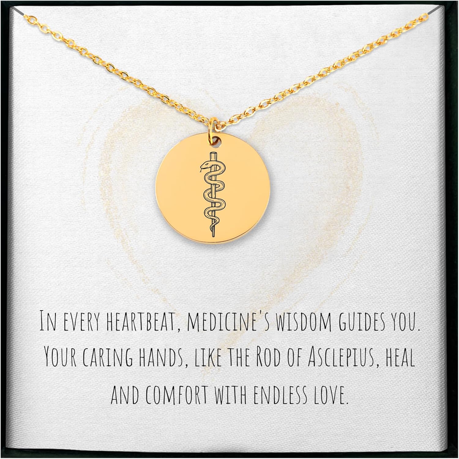 Rod of Asclepius Necklace - Medical Symbol Pendant - Personalized Doctor Gift - Custom Engraved Charm Jewelry - Nurse Graduation Present