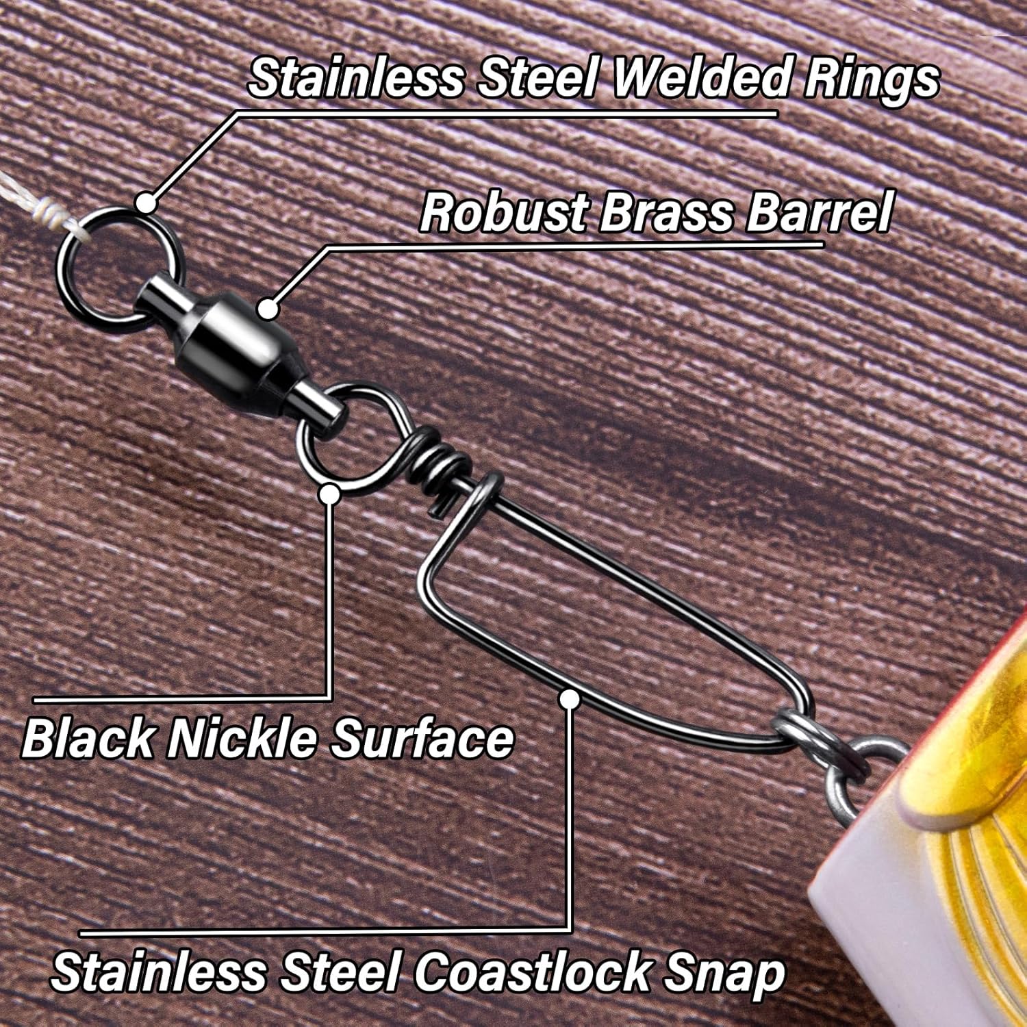 Alwonder 20-Pack Ball Bearing Swivels with Snaps, Fishing Snap Swivels Fishing Tackle Saltwater Freshwater Coastlock Snaps Barrel Swivel Leader Connector Downrigger Planer Release Clips - Image 2