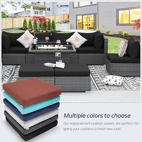 Miniatura 7 de BULEXYARD Fundas de cojín de repuesto para sofá de patio para muebles de exterior, fundas de cojín para respaldo (negro, 662)