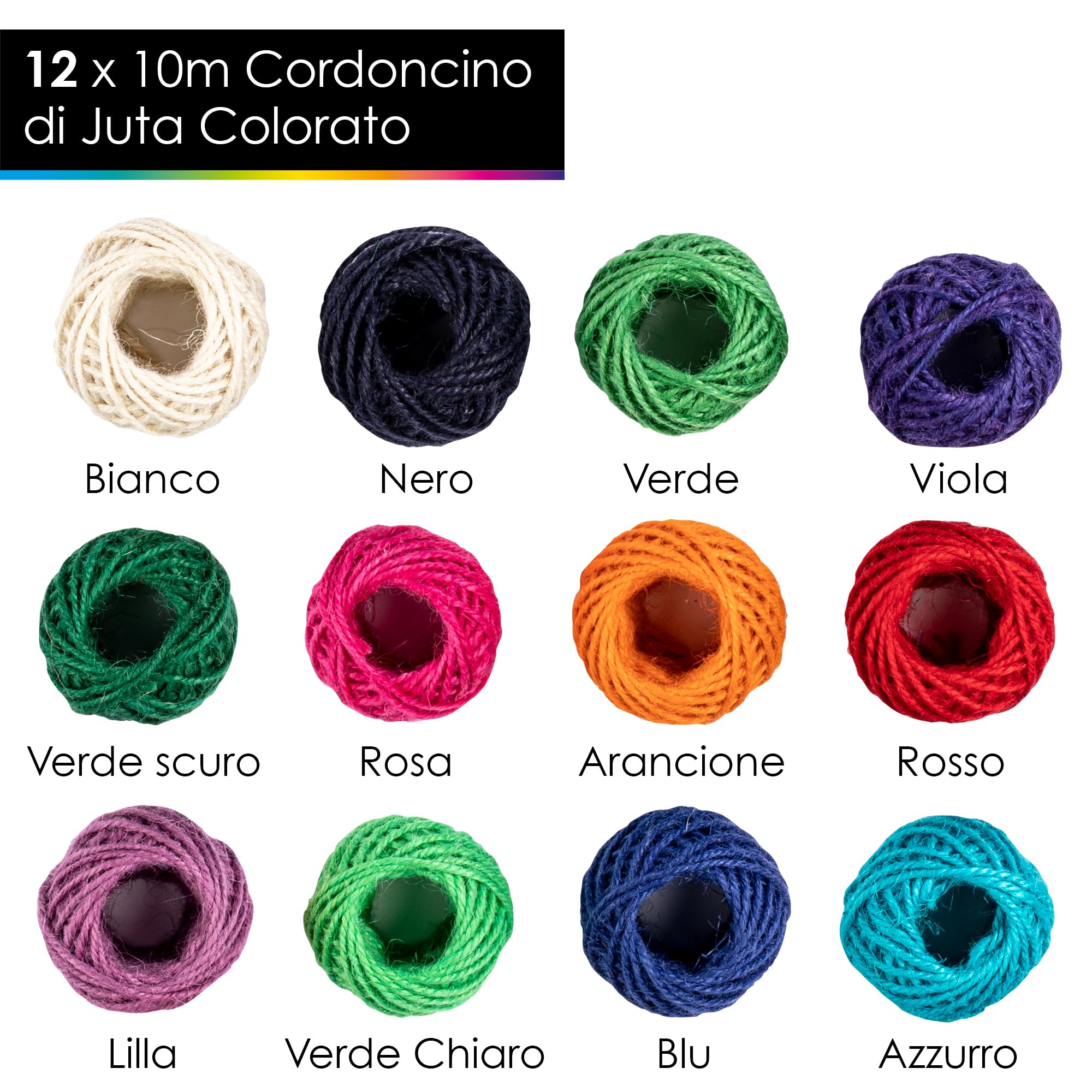 Gomitoli Cotone Per Uncinetto OfficeTree 12 X 10m Spago Juta