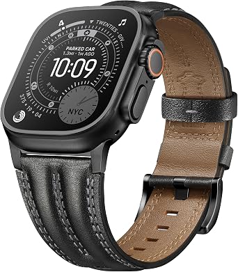 Leather Band for Apple Watch Ultra Band 49mm/46mm/45mm/44mm/42mm-Ultra 3 2 1, Series 11 10 9 8 7 6 5 4 3, SE 3 2 1, for iWatch Handcrafted Band Men Genuine Leather Rugged Vintage Strap
