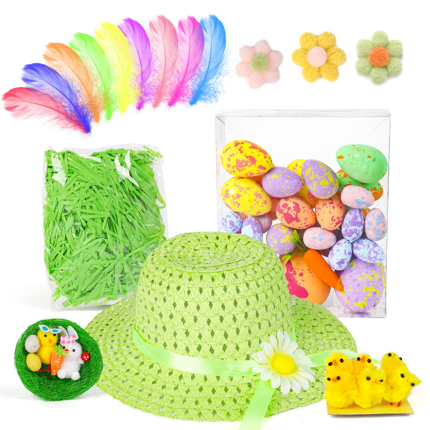 Kit Per Cappello Di Pasqua Fai Da Te Per Bambini - Blu Con Coniglietto, 12x24,5 Cm