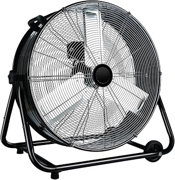 WARMLREC 30 Inch Industrial Drum Fan, 13000CFM Heavy Duty Garage Fan with Wheels, 3 Speeds Metal High Velocity Fan for Warehouse, Workshop, Factory, Commercial, Residential & Greenhouse, Black
