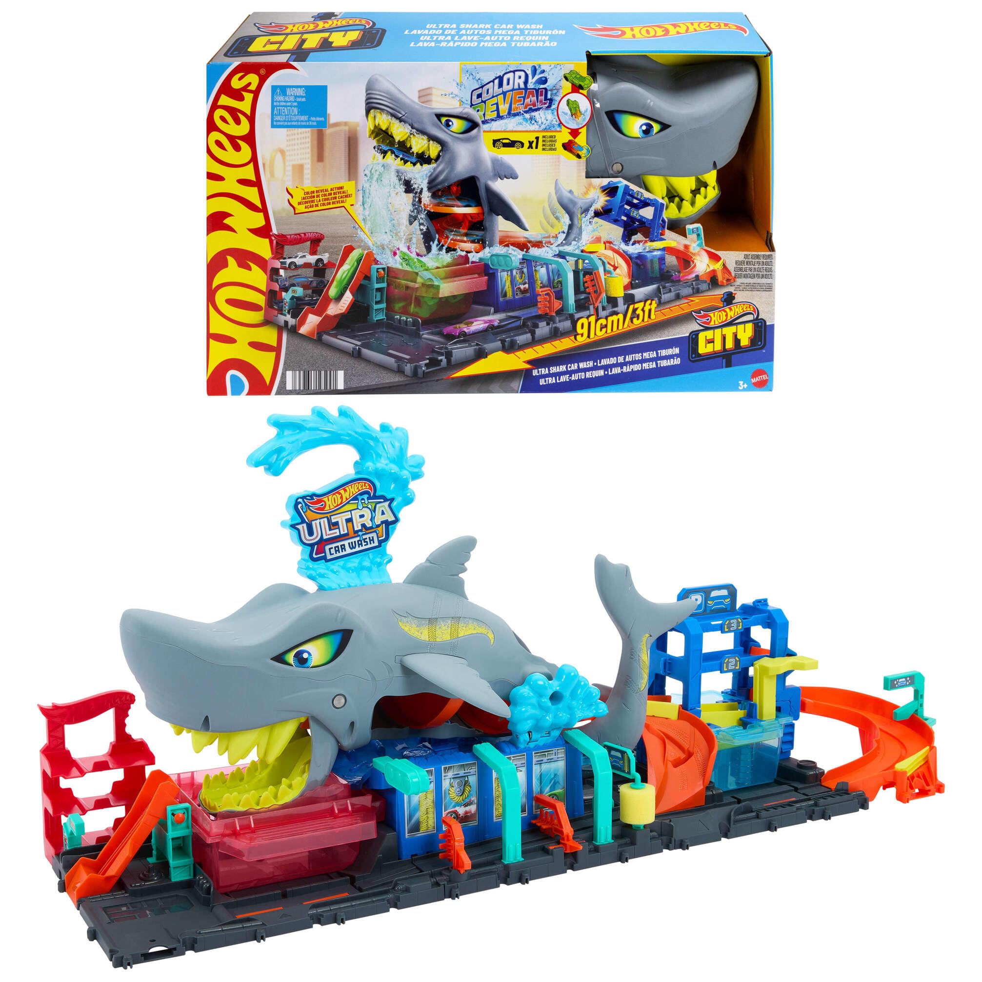 Hot Wheels City - Krokodilaanval in de werkplaats speelset