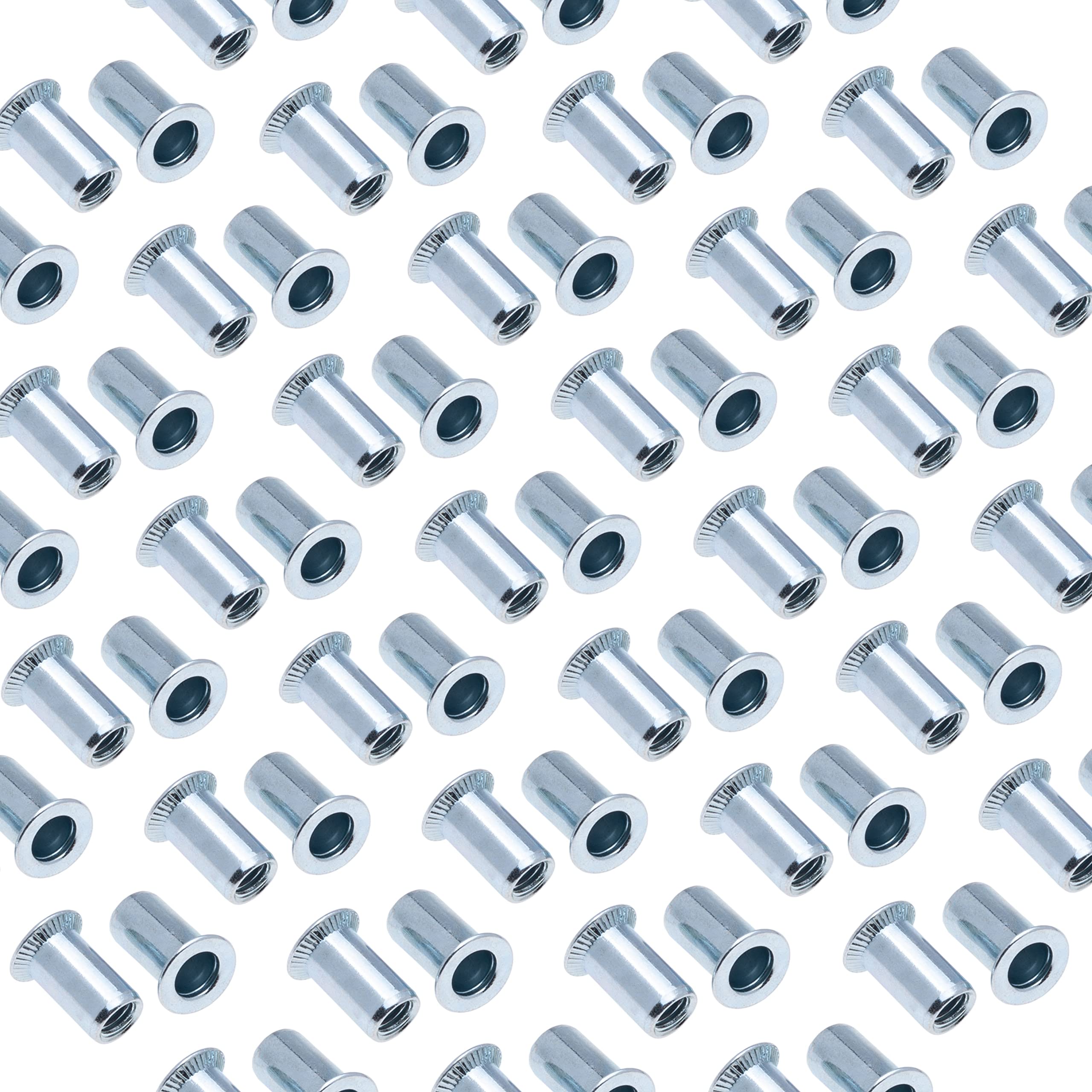 M6 Dadi per rivetti ciechi, inserto filettato aperto a testa svasata a corpo tondo, dado da 6mm, dado rivettato in acciaio zincato, rivetto per acciaio, lega, rame, plastica e composito (10 pz.)