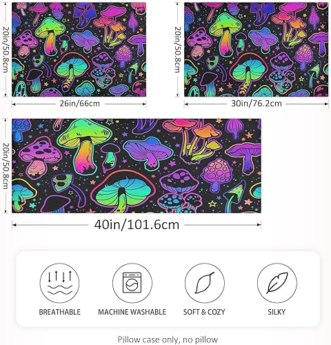 Miniatura 2 de Fundas de almohada de satén con hongos psicodélicos brillantes, fundas de almohada de seda tamaño King, con cierre de sobre, funda de almohada de