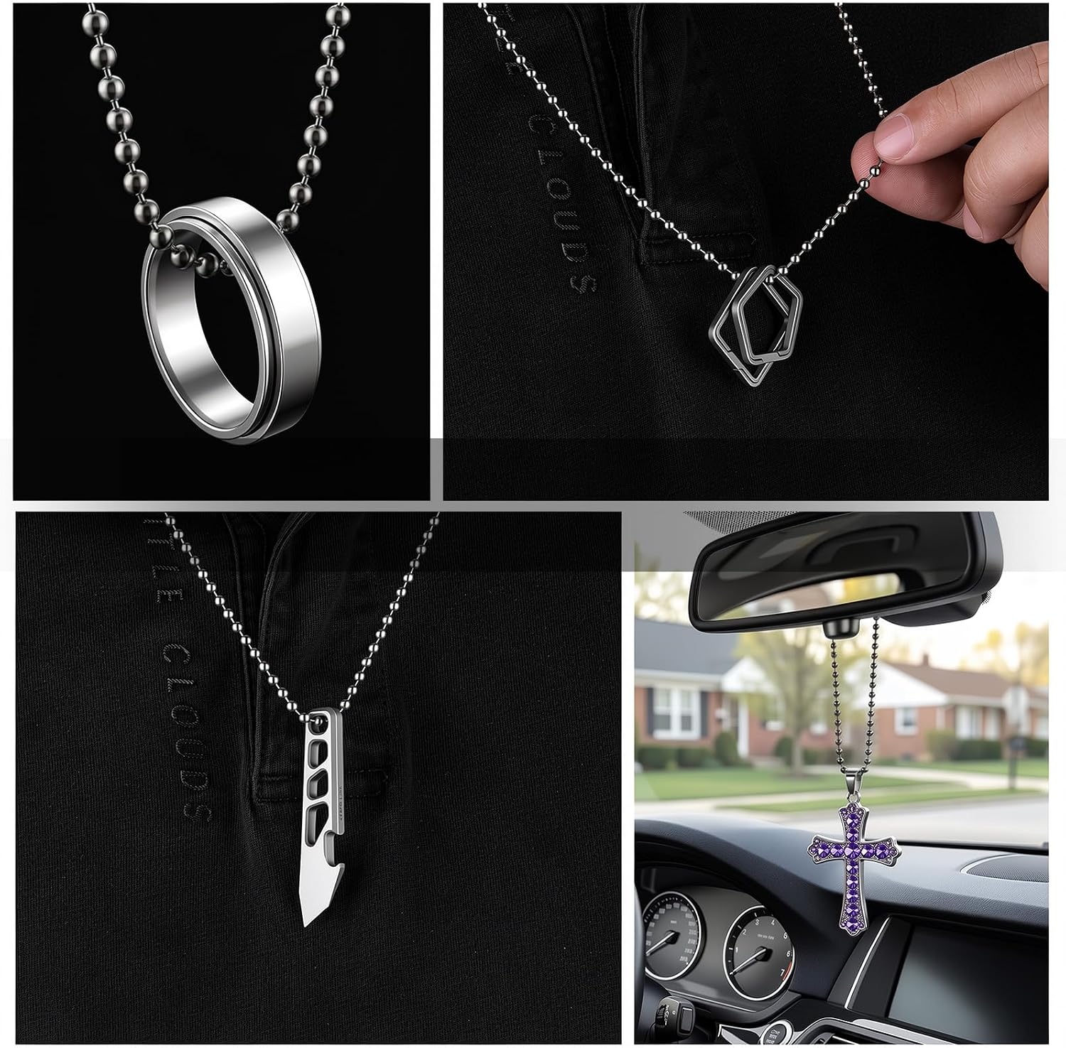 KEEPO LINK 3mm Titanium Ball Chain Necklace for EDC Carry | Silver, Small Ball Bead Chain for Pendant, Tag, ID Card, Military Chains, Jewelry Making for Men & Women
