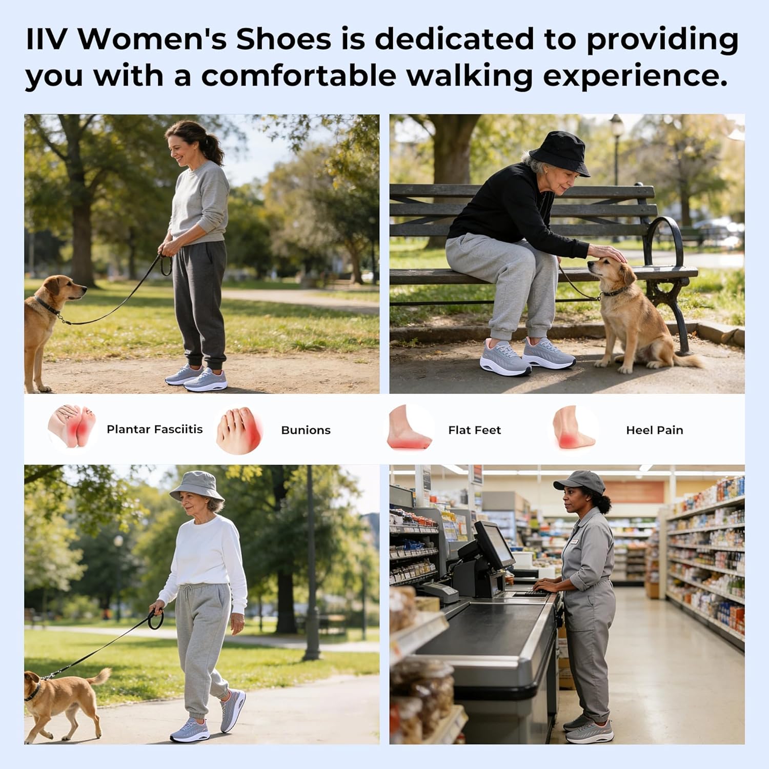 IIV Womens Walking Shoes Arch Support Casual Gym Workout Orthotic Fashion Sneakers for Plantar Fasciitis Pain Relief US 5.5-11 - Image 7