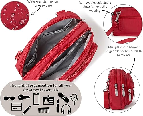 Miniatura 4 de Baggallini Triple Zip Small Convertible Crossbody Fannypack Belt Bag-Lightweight Water-Resistant
