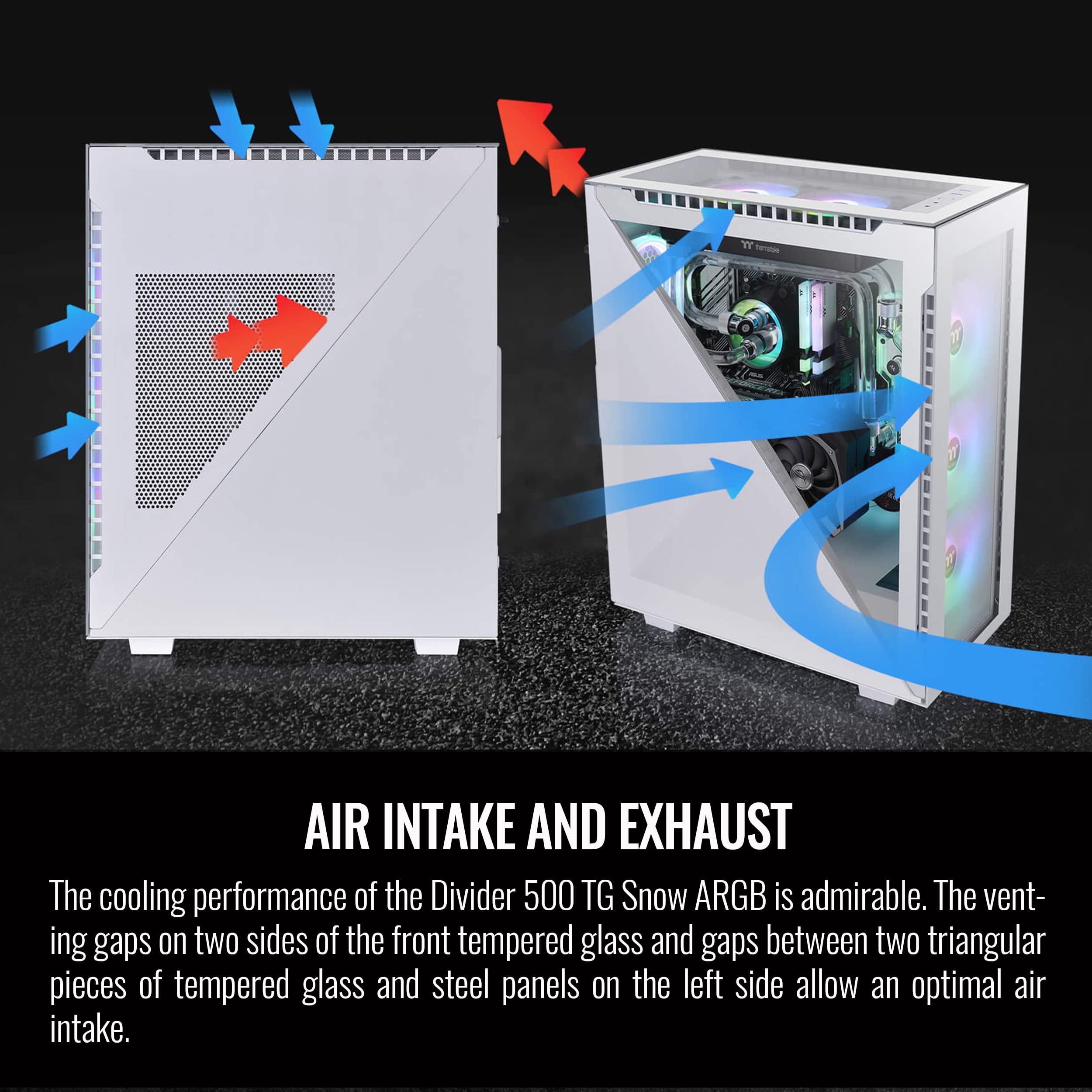 Thermaltake Divisore 500 TG White Edition ARGB ATX Mid-Tower Case per computer in vetro temperato con 3 ventole anteriori ARGB da 120 mm 5 V + 1 ventola posteriore standard da 120 mm + 2 pannelli