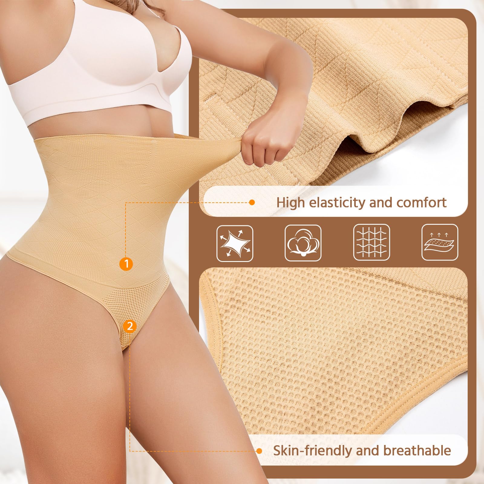 Vancavoo Perizoma Donna Guaina Contenitiva Modellante Vita Alta Mutande Contenitive Pancia Piatta Slip Thong Shapewear Invisibile Tanga