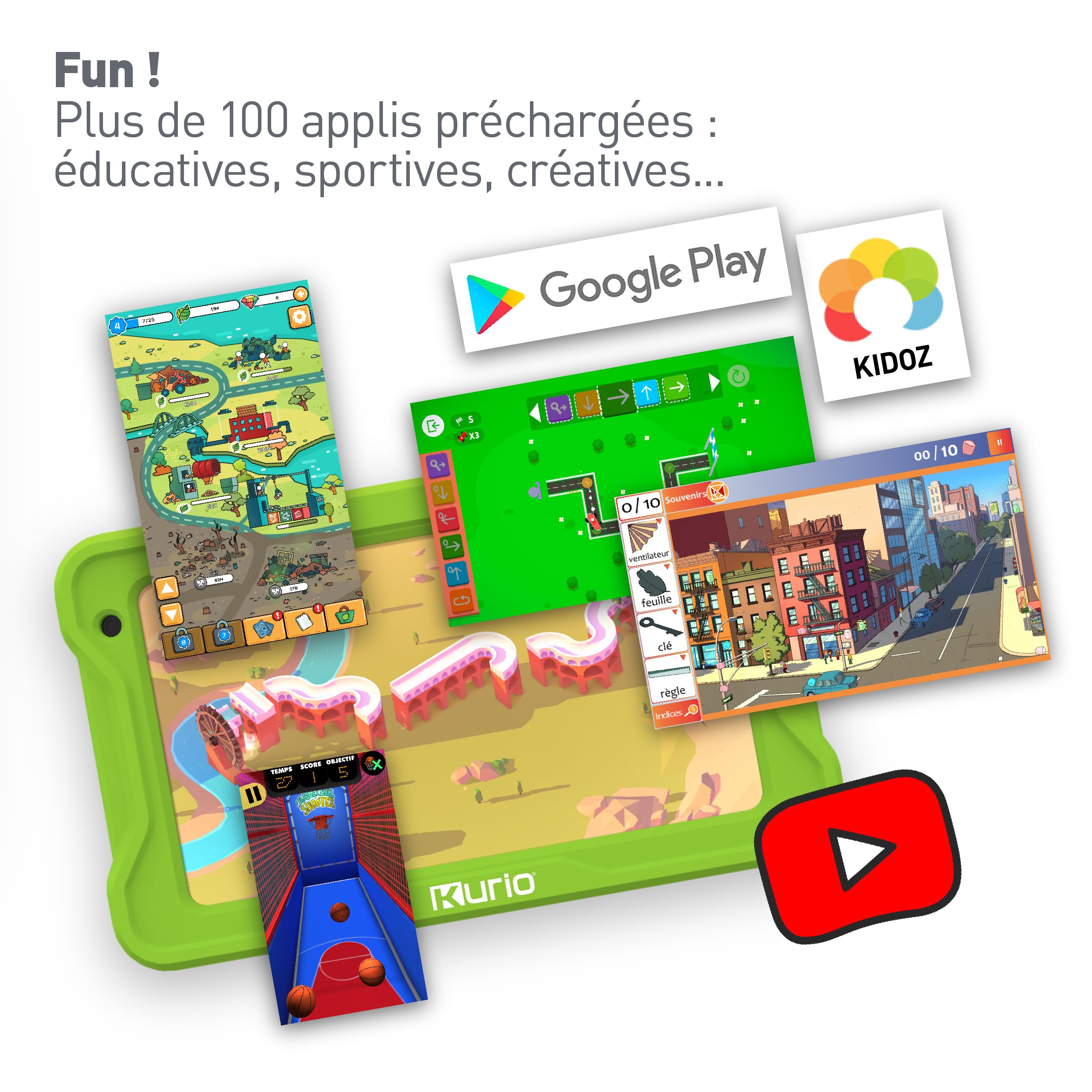 Kurio Tablette 7 Pouces Gulli 32Go Enfants Android 13 Contrôle Parental Jeux Éducatifs