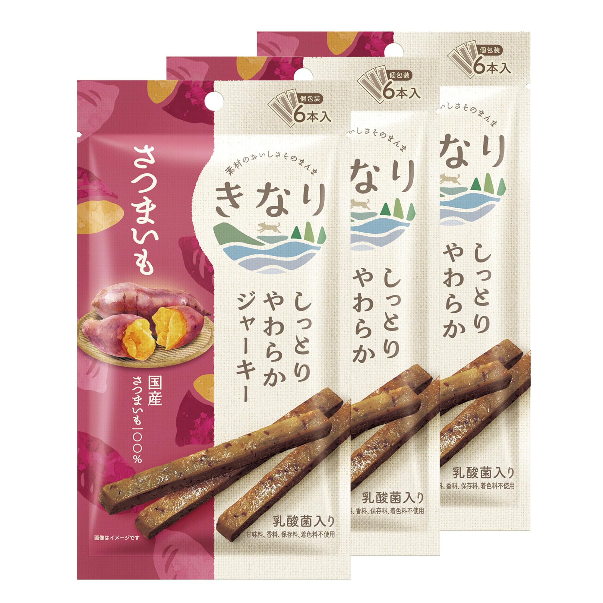 Amazon | きなり しっとりやわらかジャーキー さつまいも (6本入り)×3