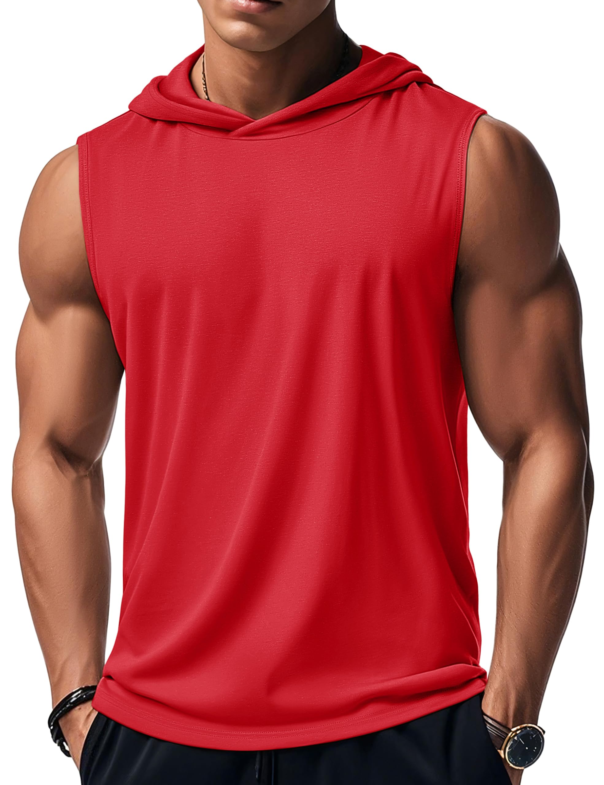 MAGCOMSEN Mens Tank Top Sleeveless Hoodie Cotton T-Shirt Summer Casual Shirt Muscle Tee