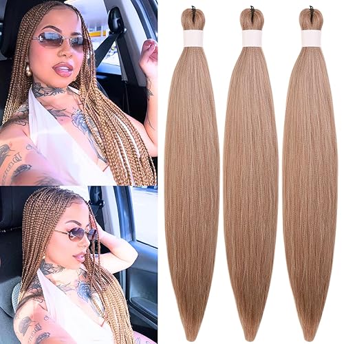 Light Brown Blonde Braiding Hair Pre stretched Synthetic Hypoallergenic ez