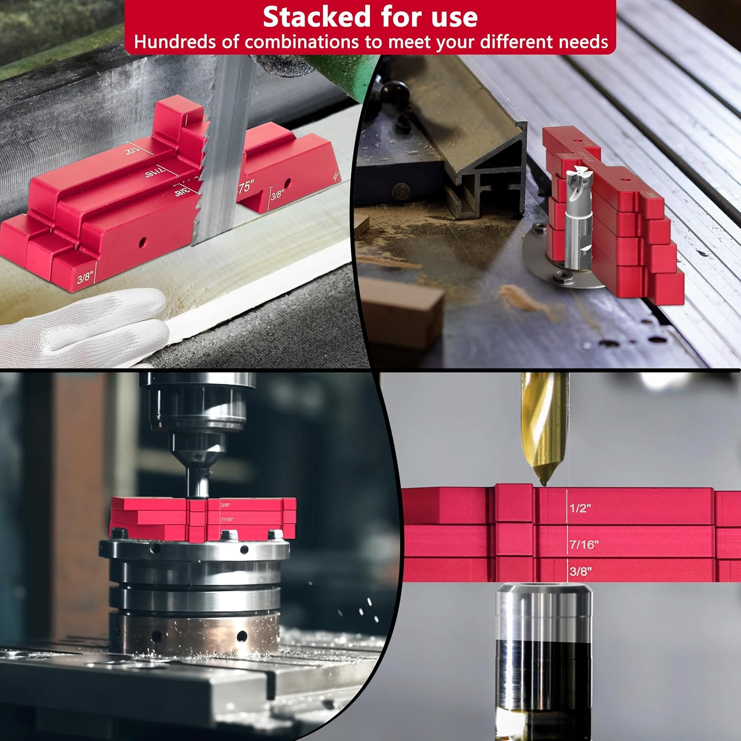 Setup Blocks Woodworking, Router Table Set Up Bars 7PCS Aluminum Alloy Precision Height Gauge Set for Router Table Saw Accessories Angle Woodworking Set Up Measuring Tools for Carpenter, Red