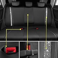 Vista 3 de CAR PASS - Funda trasera para asiento de banco con diamantes y cuero, impermeable, con diamantes brillantes, ajuste universal, con tiras de cristal